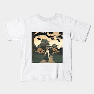 Ukiyo-e Serenity: A Graceful Stroll by Japan Castle Kids T-Shirt